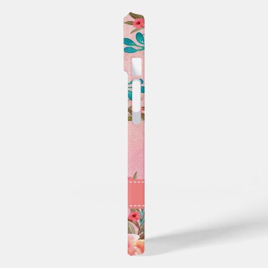 Elegantes rosafarbenes Blumenmuster Case-Mate iPhone Hülle (Rückseite / Links)