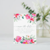 Elegantes rosafarbenes Blumenschrift Rett Datum Postkarte (Stehend Vorderseite)