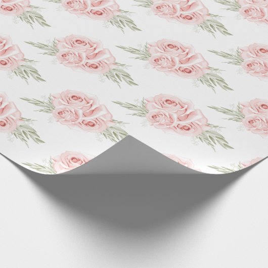 Elegantes, rosafarbenes Blumenzettel für Rose Geschenkpapier (Ecke)