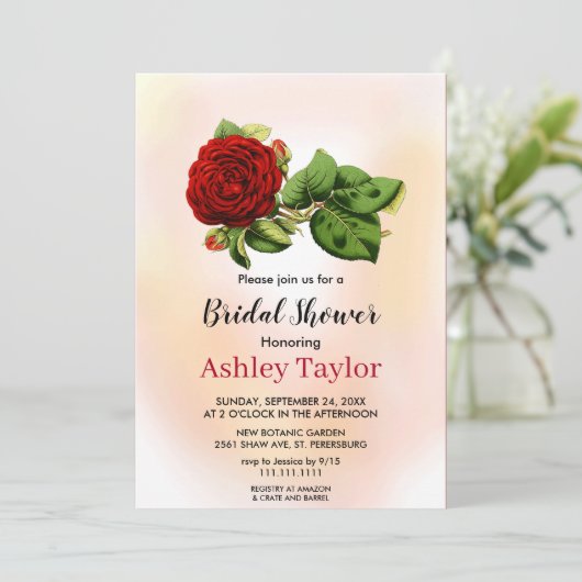 Elegantes, rosafarbenes bordeauxrotes Brautparty Einladung (Stehend Vorderseite)