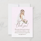 Elegantes, rosafarbenes Brautparty Dankeskarte (Vorderseite)
