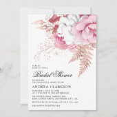 Elegantes rosafarbenes Brautparty Einladung (Vorderseite)