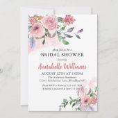 Elegantes, rosafarbenes Brautparty Einladung (Vorderseite)