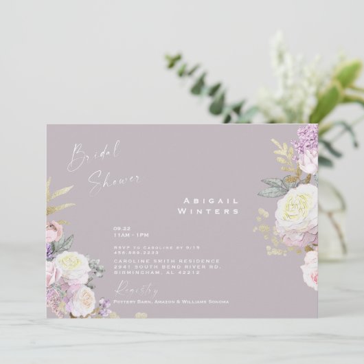 Elegantes rosafarbenes Brautparty Einladung (Stehend Vorderseite)