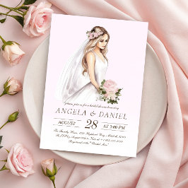 Elegantes, rosafarbenes Brautparty Einladung