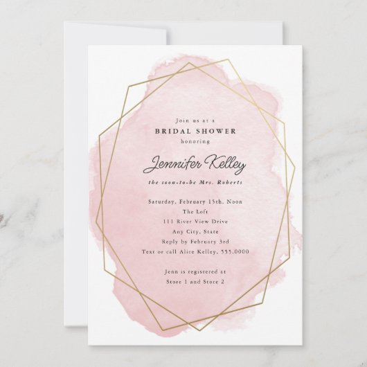 Elegantes rosafarbenes Brautparty Einladung (Vorderseite)