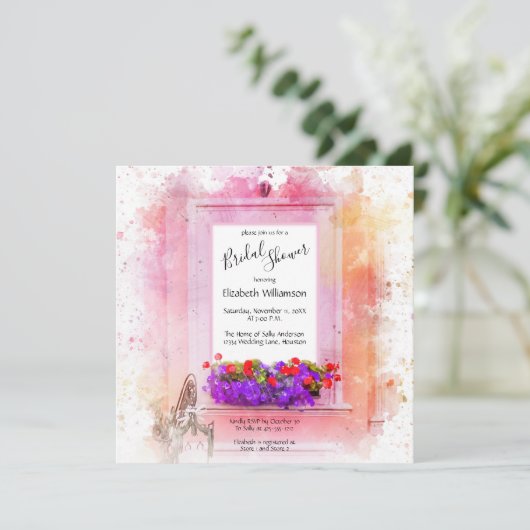 Elegantes rosafarbenes Brautparty Einladung (Stehend Vorderseite)