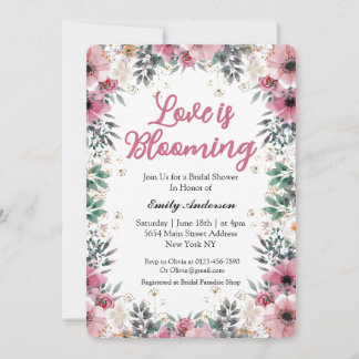 Elegantes rosafarbenes Brautparty Einladung