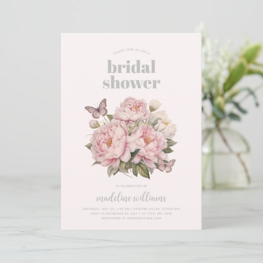 Elegantes rosafarbenes Brautparty Einladung (Stehend Vorderseite)