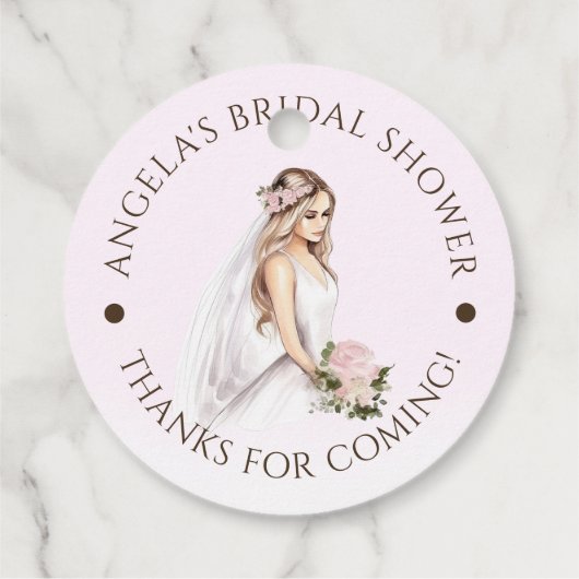 Elegantes, rosafarbenes Brautparty Geschenkanhänger (Rückseite)