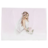 Elegantes, rosafarbenes Brautparty Große Geschenktüte (Rückseite)