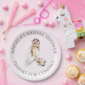 Elegantes, rosafarbenes Brautparty Pappteller (Party)