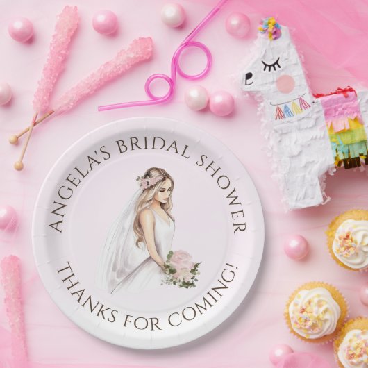 Elegantes, rosafarbenes Brautparty Pappteller (Party)