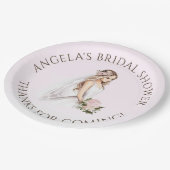 Elegantes, rosafarbenes Brautparty Pappteller (Schrägansicht)