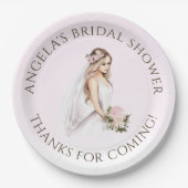 Elegantes, rosafarbenes Brautparty Pappteller (Vorderseite)