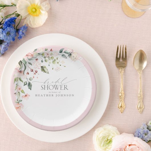 Elegantes rosafarbenes Brautparty Pappteller