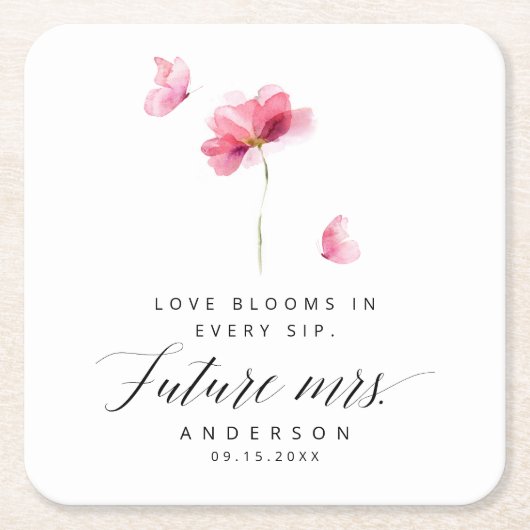 Elegantes rosafarbenes Brautparty Rechteckiger Pappuntersetzer (Vorderseite)