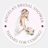 Elegantes, rosafarbenes Brautparty Runder Aufkleber (Vorderseite)