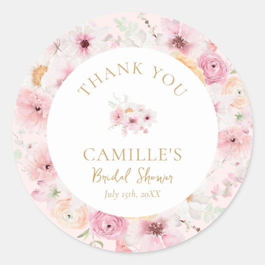 Elegantes rosafarbenes Brautparty Runder Aufkleber (Vorderseite)