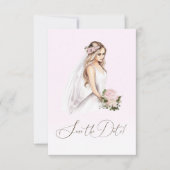 Elegantes, rosafarbenes Brautparty Save The Date (Vorderseite)