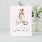 Elegantes, rosafarbenes Brautparty Save The Date (Stehend Vorderseite)