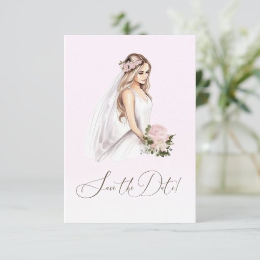 Elegantes, rosafarbenes Brautparty Save The Date (Stehend Vorderseite)