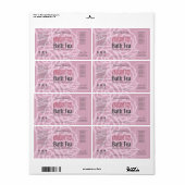 Elegantes, rosafarbenes Etikett für die Rose Dusky (Vorne)