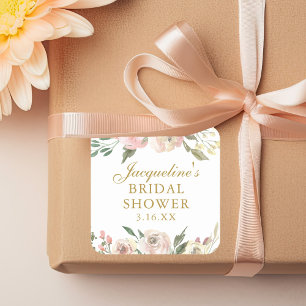 Elegantes rosafarbenes, farbenprächtiges Brautpart Quadratischer Aufkleber