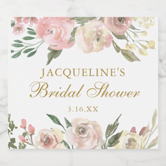 Elegantes rosafarbenes, farbenprächtiges Brautpart Schaumweinetikett (Einzelnes Label)