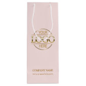 Elegantes, rosafarbenes Firmenlogo Geschenktüte Für Weinflaschen (Rückseite)