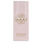 Elegantes, rosafarbenes Firmenlogo Geschenktüte Für Weinflaschen (Vorderseite)