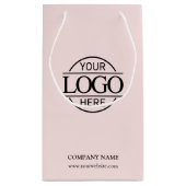 Elegantes, rosafarbenes Firmenlogo Kleine Geschenktüte (Rückseite)