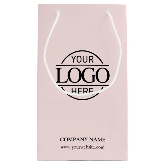 Elegantes, rosafarbenes Firmenlogo Kleine Geschenktüte (Rückseite)