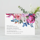 Elegantes rosafarbenes Floral Modernes Brautparty Einladung (Stehend Vorderseite)