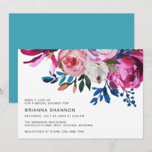 Elegantes rosafarbenes Floral Modernes Brautparty Einladung