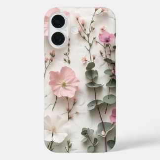 Elegantes rosafarbenes florales botanisches iPhone 16 Hülle