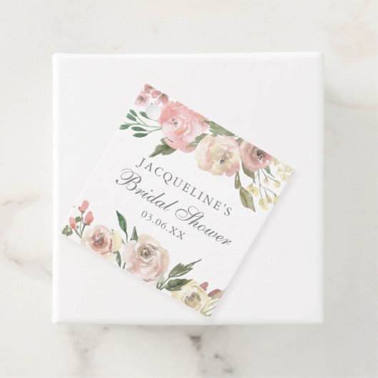 Elegantes, rosafarbenes, florales Brautparty Geschenkanhänger (Beispiel)