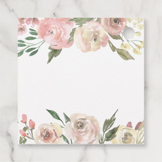 Elegantes, rosafarbenes, florales Brautparty Geschenkanhänger (Rückseite)