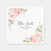 Elegantes rosafarbenes, florales Brautparty Serviette (Vorderseite)