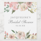 Elegantes, rosafarbenes, florales Brautparty Weinetikett (Einzelnes Label)