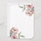 Elegantes rosafarbenes, florales Foto im Herzen de Einladung (Rückseite)