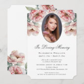 Elegantes rosafarbenes, florales Foto im Herzen de Einladung (Vorne/Hinten)