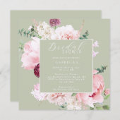 Elegantes rosafarbenes, florales helles Brautparty Einladung (Vorne/Hinten)