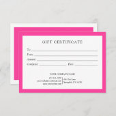 Elegantes, rosafarbenes Geschenkzertifikat (Vorne/Hinten)