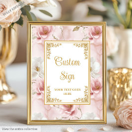 Elegantes, rosafarbenes Gold Floral Wedding Custom Poster