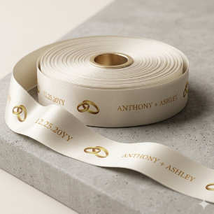 Elegantes rosafarbenes Gold personalisiertes Hochz Satinband