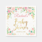 Elegantes rosafarbenes Gold Script Baby Shower Pap Serviette (Vorderseite)