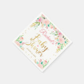 Elegantes rosafarbenes Gold Script Baby Shower Pap Serviette (Ecke)