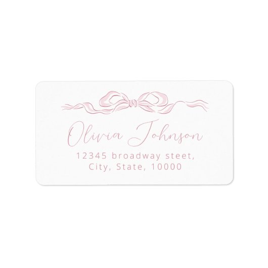 Elegantes, rosafarbenes, handgezeichnetes Rücksend Adressaufkleber (Vorne)