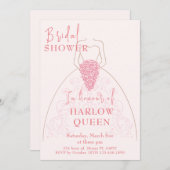 Elegantes, rosafarbenes Herz QR-Brautparty Einladung (Vorne/Hinten)